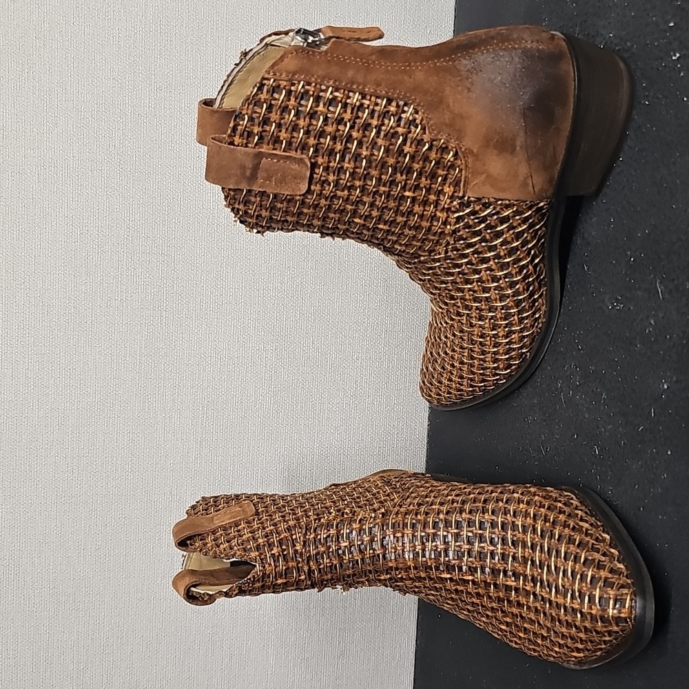 MIMMU ELISE WOVEN WESTERN ANKLE BOOTS BFPM-01-180